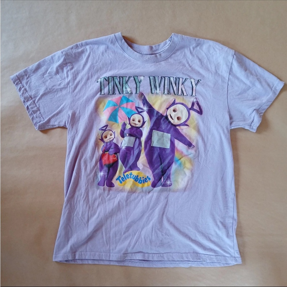 Teletubbies Tinky Winky T Shirt Large Purple Graphic Tee Pop Culture Quirky